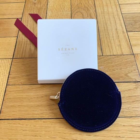 Sezane Handbags - NWOT Sezane navy velvet coin pouch